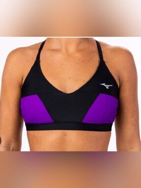 Mizuno Women's Black & Purple Beach Volleyball Athletic Sports Bra XL NWT